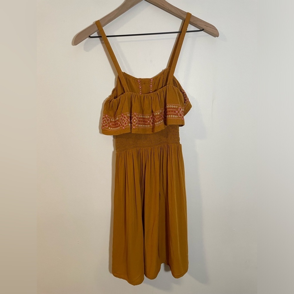 Aeropostale Brownish Orange Blouse Dress Tunic Size S Button Down & Embroidered - Picture 6 of 15